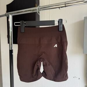Alphalete Amplify Workout Shorts Women XS Brown High Waisted Seamless Activewear